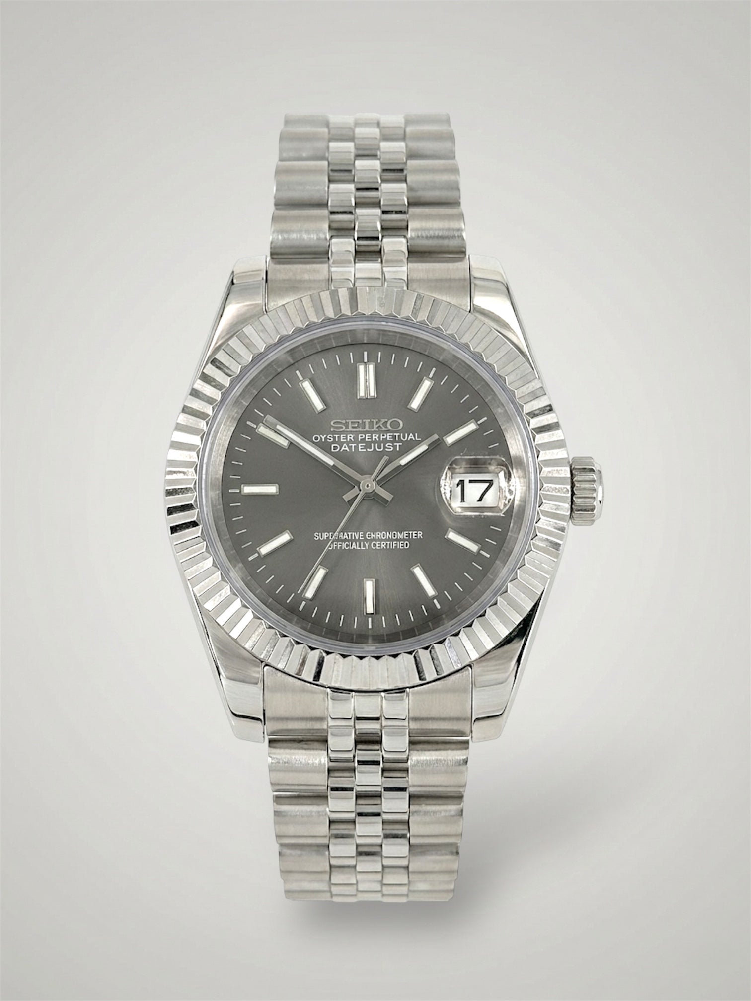 Grå Datejust mod, gray Seikomod