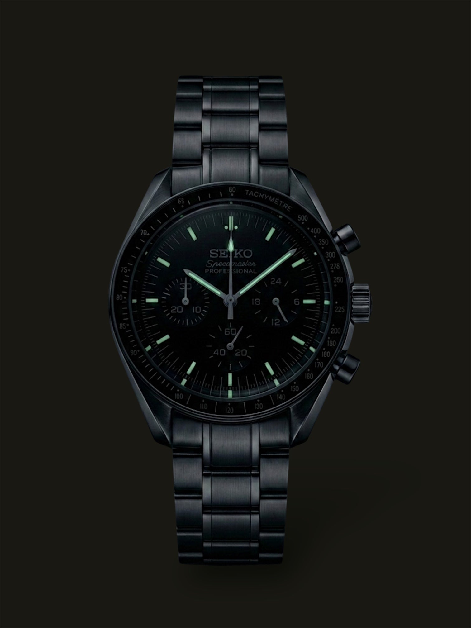 Seikomod-Speedmaster-mod-black-green-lume-dark