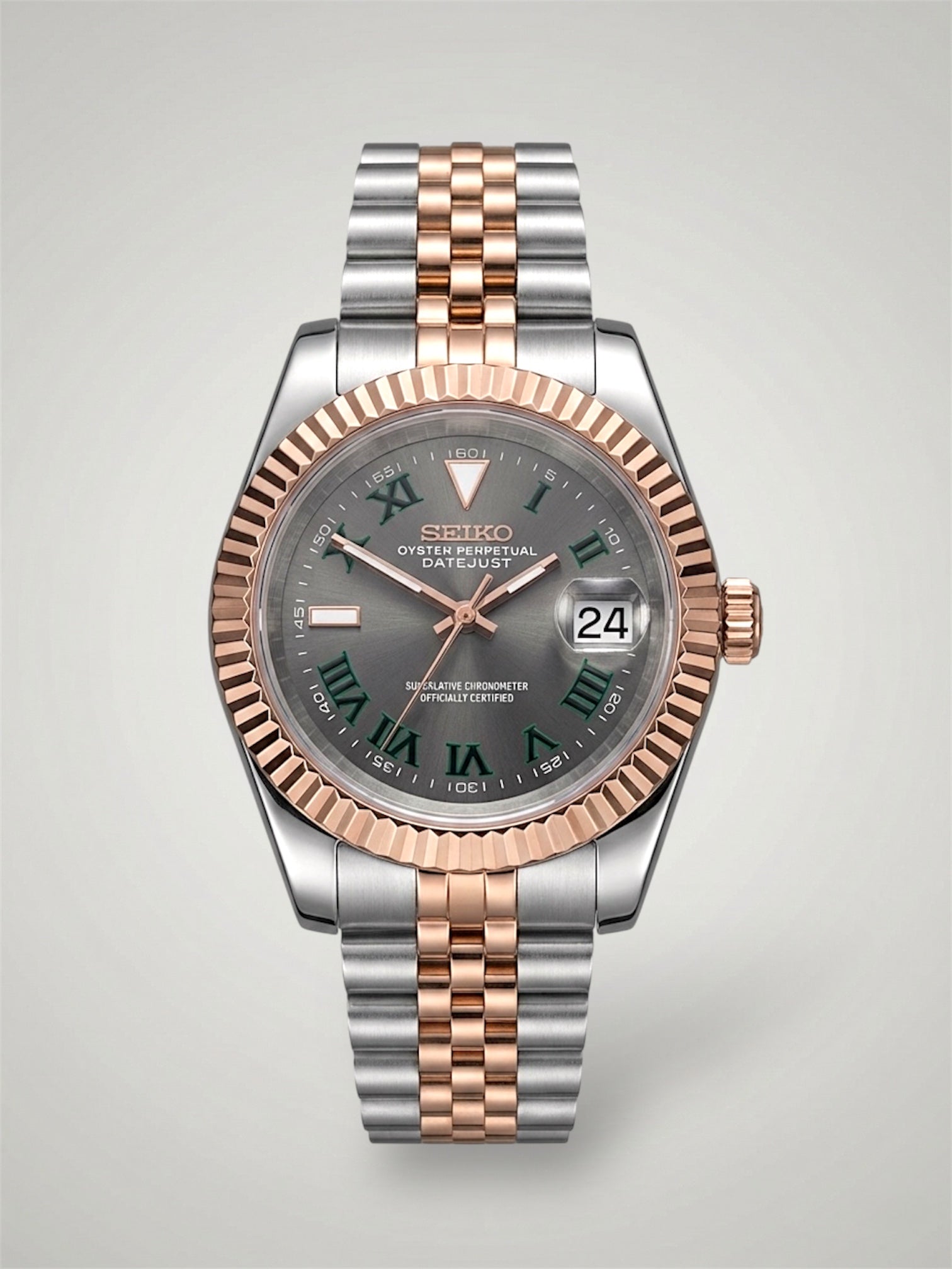 Wimbledon Datejust mod, Twotone Rose gold wimbledon Seiko mod