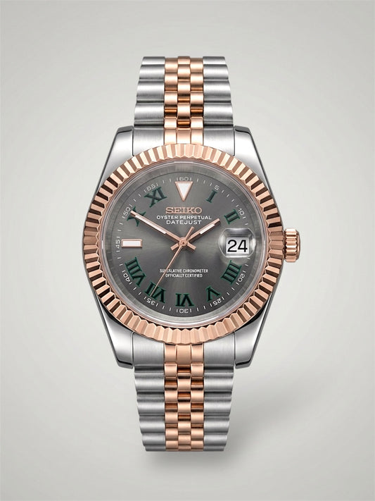Wimbledon Datejust mod, Twotone Rose gold wimbledon Seiko mod