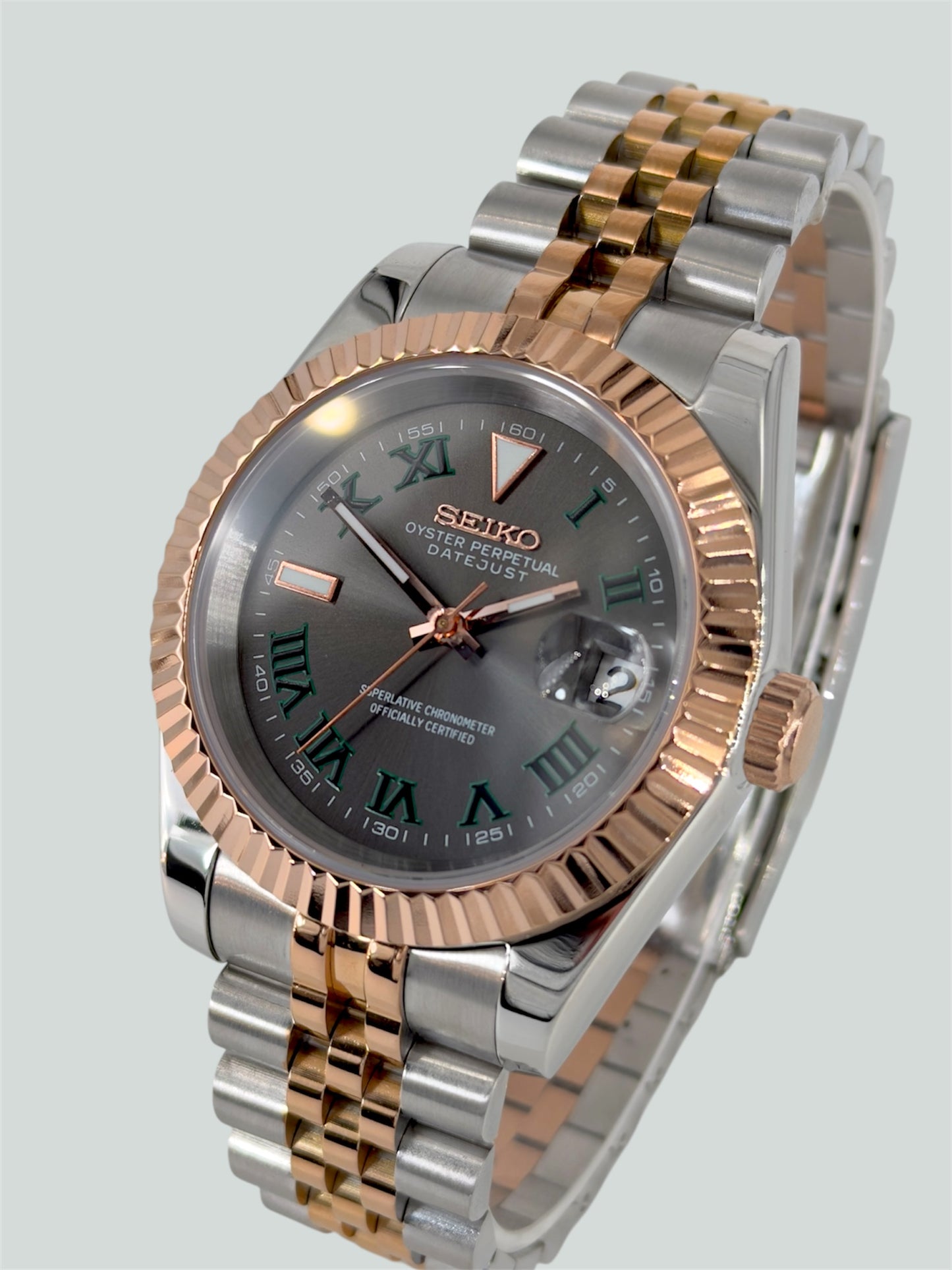 Wimbledon Datejust mod, Twotone Rose gold wimbledon Seiko mod